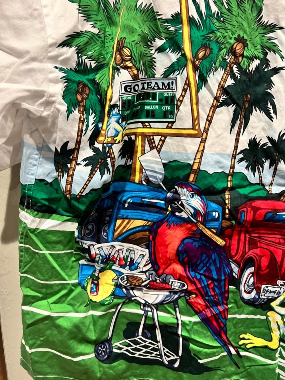 OU College Casual Tropical Graphic Button-Down Shirt Football Fan Detailed EUC - Picture 7 of 7
